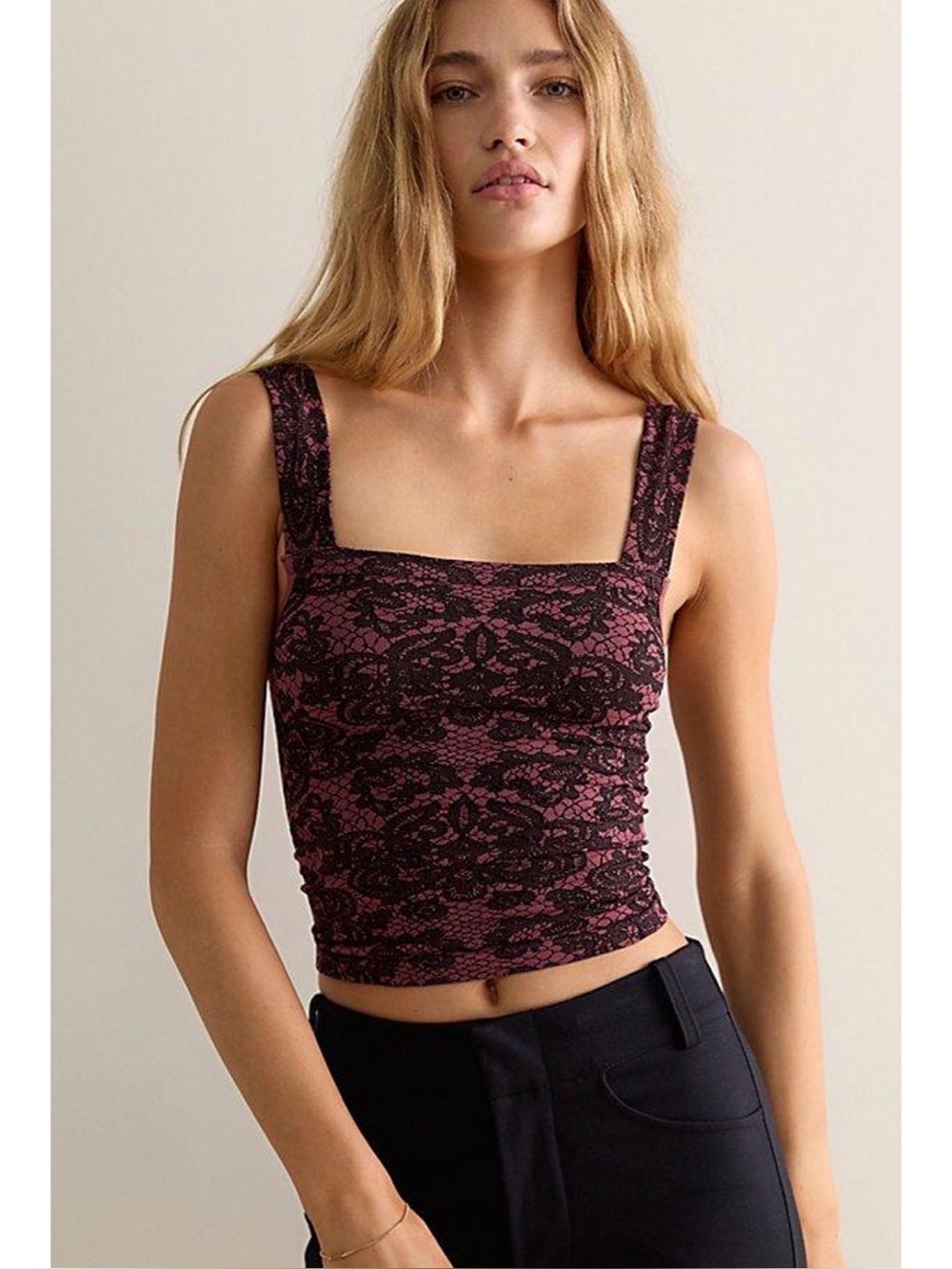 Free People Lace Up Tank - Plum Shadow